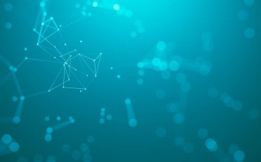 Soyut arkaplan. Çokgen şekilli molekül teknolojisi, noktaları ve çizgileri birleştiriyor. Bağlantı yapısı. Büyük veri görselleştirmesi.