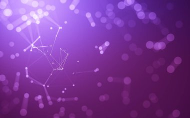 Soyut arkaplan. Çokgen şekilli molekül teknolojisi, noktaları ve çizgileri birleştiriyor. Bağlantı yapısı. Büyük veri görselleştirmesi.