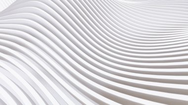 Soyut Eğri Şekiller. Beyaz Dairesel Arkaplan. Soyut arkaplan. 3d illüstrasyon