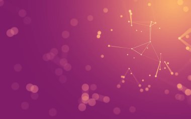 Soyut arkaplan. Çokgen şekilli molekül teknolojisi, noktaları ve çizgileri birleştiriyor. Bağlantı yapısı. Büyük veri görselleştirmesi.