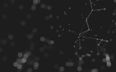 Soyut arkaplan. Çokgen şekilli molekül teknolojisi, noktaları ve çizgileri birleştiriyor. Bağlantı yapısı. Büyük veri görselleştirmesi. 