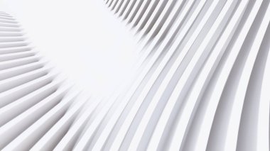 Soyut Eğri Şekiller. Beyaz Dairesel Arkaplan. Soyut arkaplan. 3d illüstrasyon