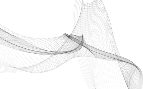 Абстрактный Фон Монохромными Волновыми Линиями Белом Фоне Современные Технологии — стоковое фото