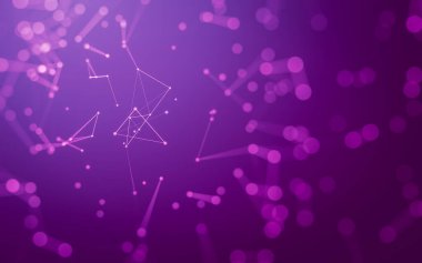 Soyut arkaplan. Çokgen şekilli molekül teknolojisi, noktaları ve çizgileri birleştiriyor. Bağlantı yapısı. Büyük veri görselleştirmesi.
