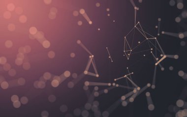 Soyut arkaplan. Çokgen şekilli molekül teknolojisi, noktaları ve çizgileri birleştiriyor. Bağlantı yapısı. Büyük veri görselleştirmesi.