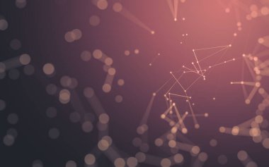 Soyut arkaplan. Çokgen şekilli molekül teknolojisi, noktaları ve çizgileri birleştiriyor. Bağlantı yapısı. Büyük veri görselleştirmesi.