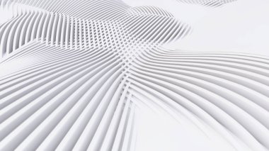 Soyut Eğri Şekiller. Beyaz Dairesel Arkaplan. Soyut arkaplan. 3d illüstrasyon