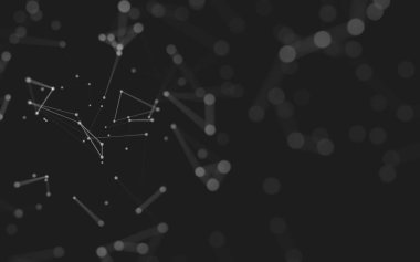 Soyut arkaplan. Çokgen şekilli molekül teknolojisi, noktaları ve çizgileri birleştiriyor. Bağlantı yapısı. Büyük veri görselleştirmesi. 