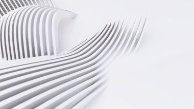 Soyut Eğri Şekiller. Beyaz Dairesel Arkaplan. Soyut arkaplan. 3d illüstrasyon