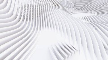 Soyut Eğri Şekiller. Beyaz Dairesel Arkaplan. Soyut arkaplan. 3d illüstrasyon