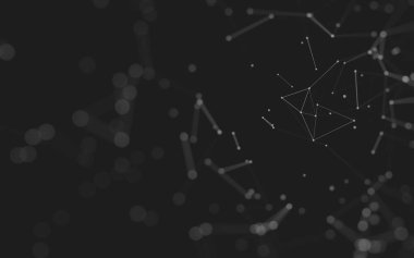 Soyut arkaplan. Çokgen şekilli molekül teknolojisi, noktaları ve çizgileri birleştiriyor. Bağlantı yapısı. Büyük veri görselleştirmesi. 