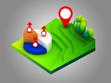 Peyzaj kavramı izometrik Infographic veri analytics gösterilen,