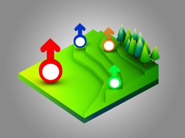 Peyzaj kavramı izometrik Infographic veri analytics gösterilen,
