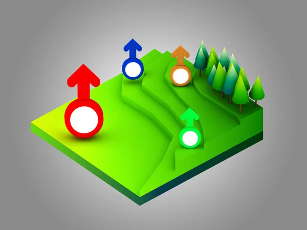 Landschaftskonzept isometrische Infografik, die Datenanalyse zeigt — Stockfoto