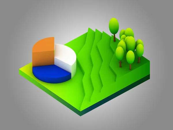 Concepto de paisaje infografía isométrica, que muestra la analítica de datos —  Fotos de Stock