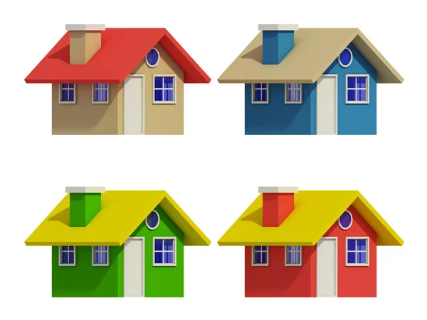 Sada čtyř domů s barevným změnám — Stock fotografie