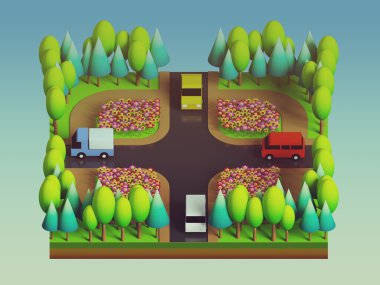 yeşil bir dünya kavramı izometrik görünümünde