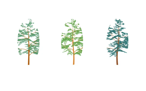 Different colored trees in flat design.Set isolated on white — ストック写真