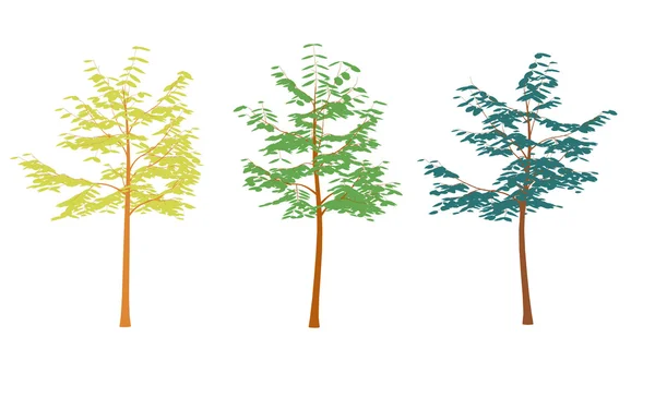 Forskjellige fargede trær med flat betegnelse. Sett isolert på hvitt – stockfoto