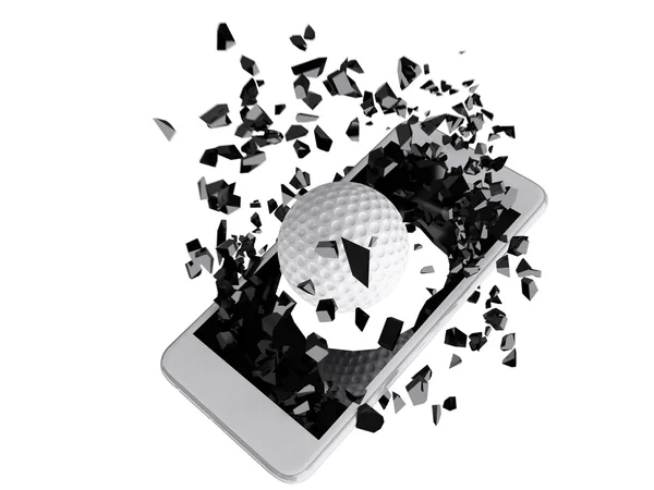 Golf brast ut av smarttelefonen – stockfoto