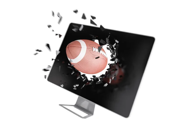 Calcio distruggere schermo del computer . — Foto Stock