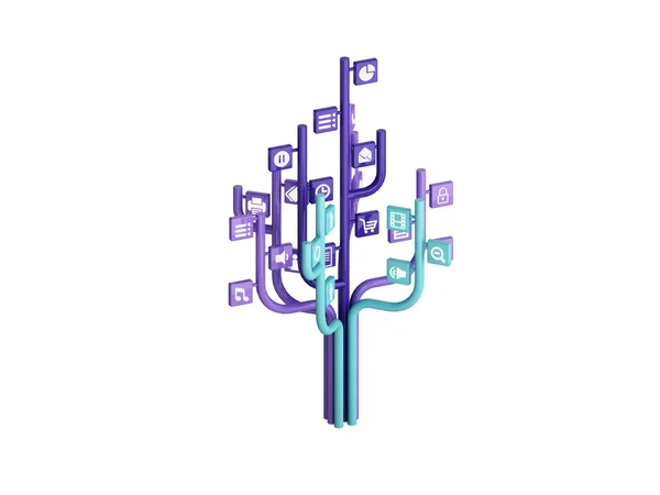 The tree consisting of the icons on the topic of social media — Stock Photo, Image