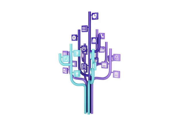 The tree consisting of the icons on the topic of social media — Stock Photo, Image