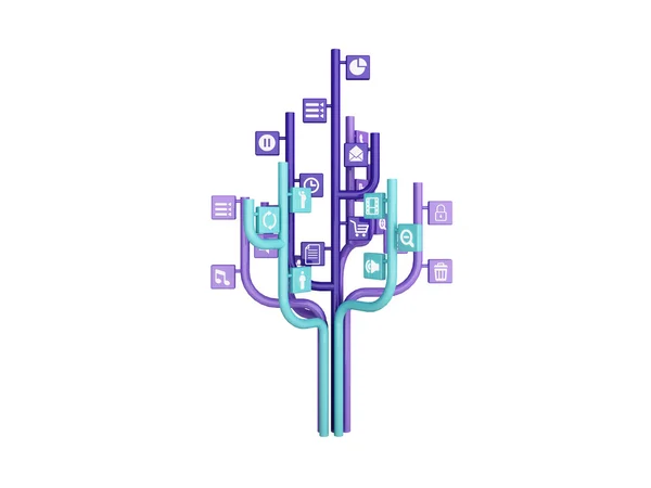 Drzewo składające się z ikony na temat social media — Zdjęcie stockowe