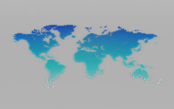 Resumen gráfico por computadora Mapa mundial de puntos redondos azules — Foto de Stock