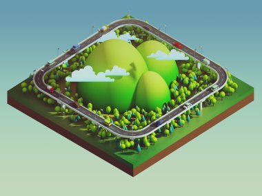 yeşil bir dünya kavramı izometrik görünümünde