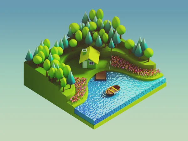 Green earth concept in isometric view — Stock Photo, Image