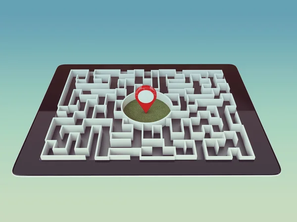 迷宫战略成功解测定方向的概念 — 图库照片