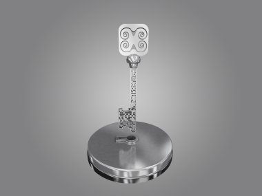 Gri bir degrade arka plan üzerinde bir labirent anahtarıdır.