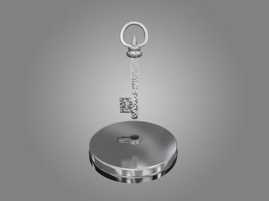 Gri bir degrade arka plan üzerinde bir labirent anahtarıdır.