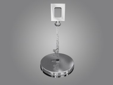 Gri bir degrade arka plan üzerinde bir labirent anahtarıdır.