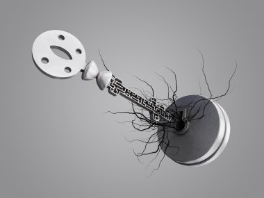 Anahtar deliği üzerinden kökleri ile bir labirent anahtarıdır.