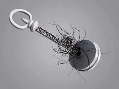 Anahtar deliği üzerinden kökleri ile bir labirent anahtarıdır.