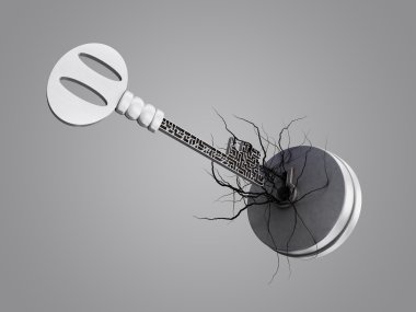 Anahtar deliği üzerinden kökleri ile bir labirent anahtarıdır.