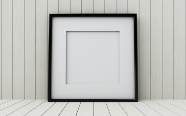 Ahşap arka plan üzerinde gerçekçi resim çerçevesi.