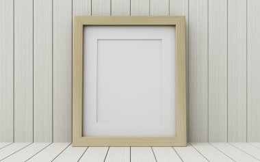 Ahşap arka plan üzerinde gerçekçi resim çerçevesi.
