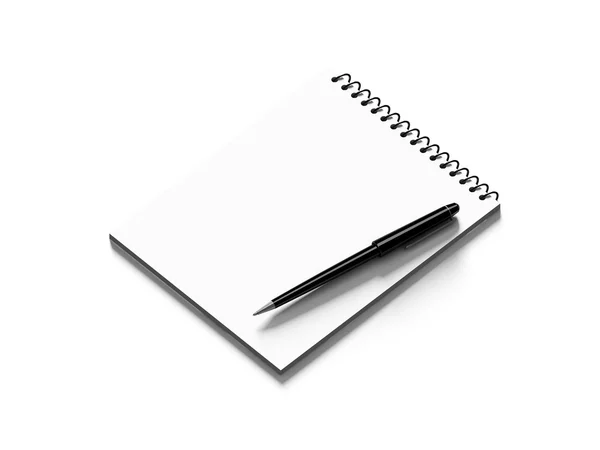 Blank note paper with pen. isolated on white. — Stock Photo, Image