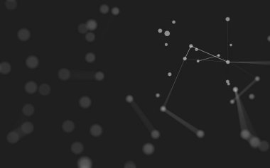 3d soyut arkaplan. Çokgen şekilli molekül teknolojisi, noktaları ve çizgileri birleştiriyor. Bağlantı yapısı. Büyük veri görselleştirmesi. 3d arkaplan. 