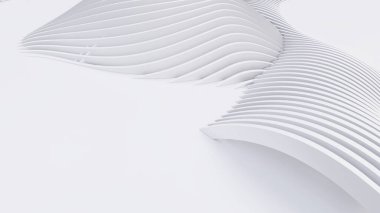 Soyut Eğri Şekiller. Beyaz Dairesel Arkaplan. Soyut arkaplan. 3d illüstrasyon