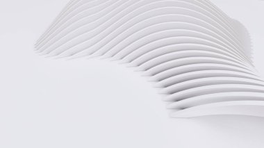 Soyut Eğri Şekiller. Beyaz Dairesel Arkaplan. Soyut arkaplan. 3d illüstrasyon