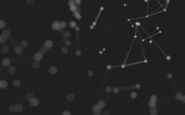 3d soyut arkaplan. Çokgen şekilli molekül teknolojisi, noktaları ve çizgileri birleştiriyor. Bağlantı yapısı. Büyük veri görselleştirmesi. 3d arkaplan. 