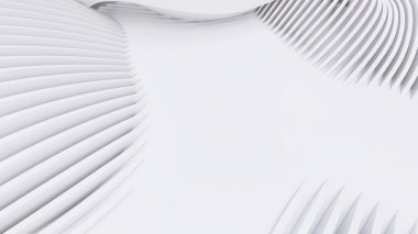 Soyut Eğri Şekiller. Beyaz Dairesel Arkaplan. Soyut arkaplan. 3d illüstrasyon