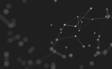 3d soyut arkaplan. Çokgen şekilli molekül teknolojisi, noktaları ve çizgileri birleştiriyor. Bağlantı yapısı. Büyük veri görselleştirmesi. 3d arkaplan. 