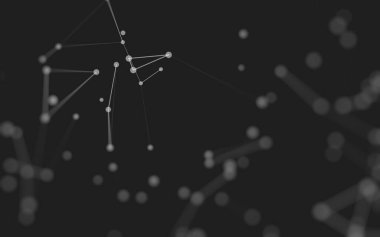 3d soyut arkaplan. Çokgen şekilli molekül teknolojisi, noktaları ve çizgileri birleştiriyor. Bağlantı yapısı. Büyük veri görselleştirmesi. 3d arkaplan. 