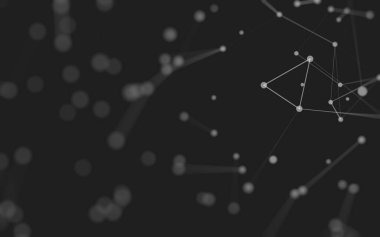 3d soyut arkaplan. Çokgen şekilli molekül teknolojisi, noktaları ve çizgileri birleştiriyor. Bağlantı yapısı. Büyük veri görselleştirmesi. 3d arkaplan. 