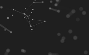 3d soyut arkaplan. Çokgen şekilli molekül teknolojisi, noktaları ve çizgileri birleştiriyor. Bağlantı yapısı. Büyük veri görselleştirmesi. 3d arkaplan. 